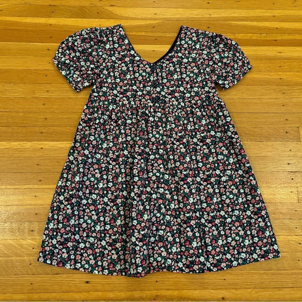 Janie and Jack navy/pink floral short sleeve dress